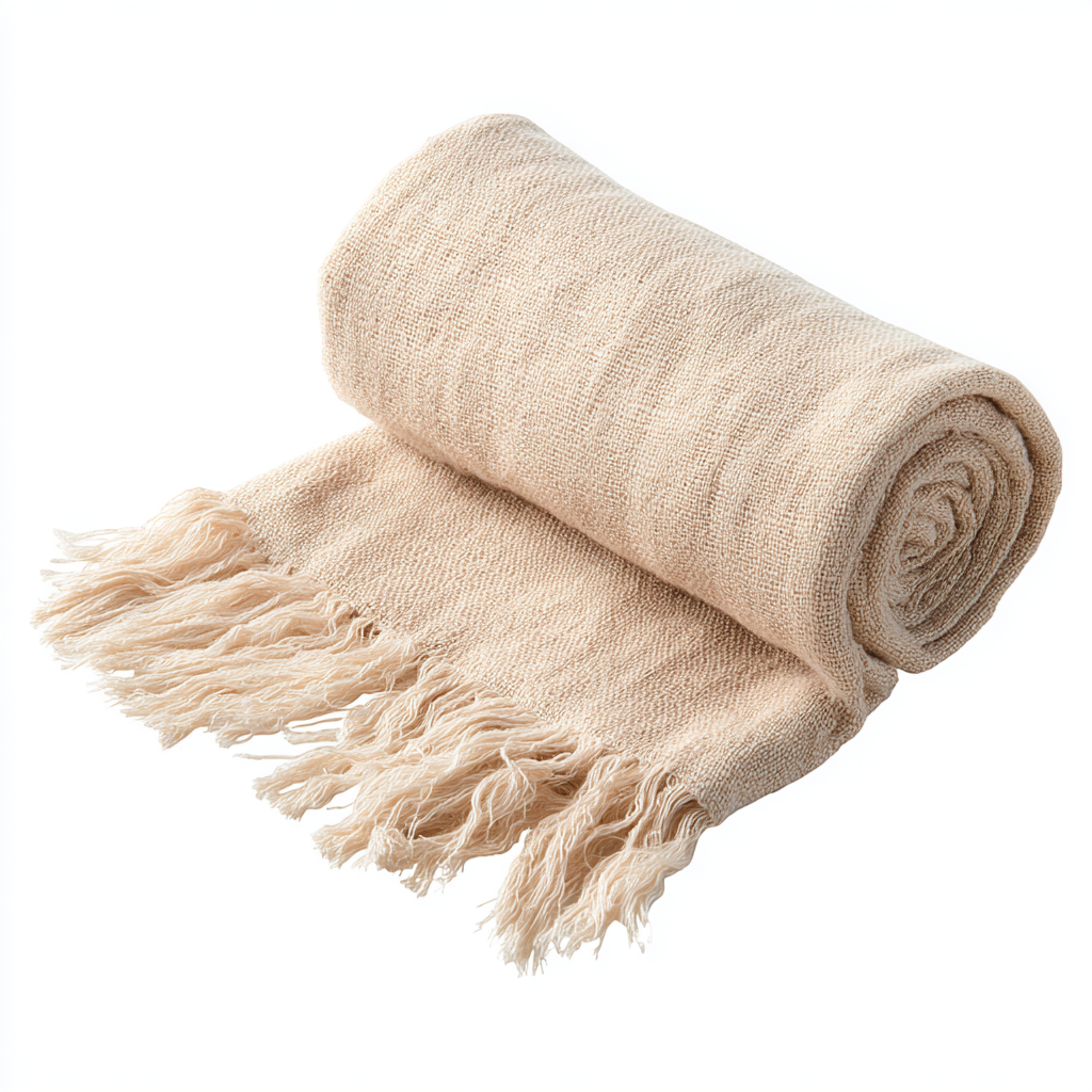 Nordic Linen-Blend Guest Towel - Natural Sand with Fringes